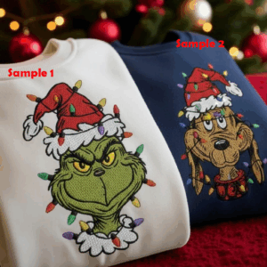 Grinch & Max Christmas Embroidery Sweatshirt, Grinch Christmas Light, Christmas Family Matching Sweaters, Funny Grinch Shirt
