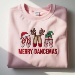 Embroidered Christmas Ballet Sweatshirt, Merry Dancemas, Dance Teacher Gift, Nutcracker Inspired Ballet Embroidered Shirt