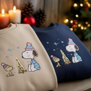Funny Snoopy Woodstock Christmas Embroidered Sweatshirt, Snoopy Christmas Shirt, Christmas Shirt