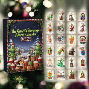 Drink Grinch Beverage Advent Calendar 2025 Christmas Ornaments Holiday Gift Set, Beverage Drink Ornaments Gift, Ornaments Christmas Tree