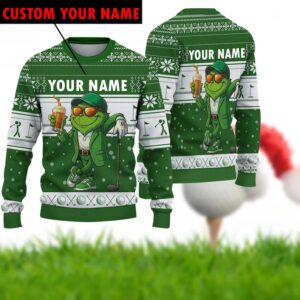 Golf Lovers Christmas Sweater, Golf Masters Xmas Pullover, Grinch Ugly Christmas Sweater,Custom Golf Name Sweater
