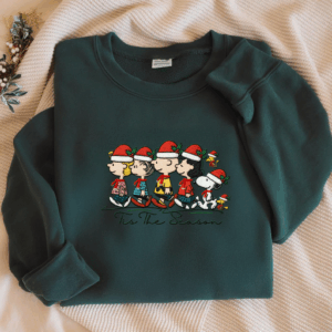 Peanuts Embroidery Christmas Sweatshirt, Snoopy and Charlie Brown, Holiday Hoodie
