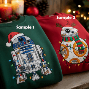 Star Wars Couple Christmas Embroidered Sweatshirt, R2-D2 & BB-8 Holiday Sweatshirt, Disney Holiday Matching Sweatshirt