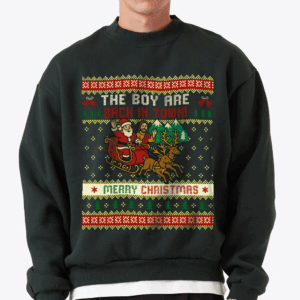 The Boys Are Back in Town Ugly Christmas Sweatshirt, Santa Lover Crewneck, Santa & Jesus Christian Sweatshirt, Xmas Sweater, Funny Christmas Tee