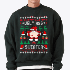 Santa I’m Playing On Your Present Ugly Christmas Sweater, Funny Santa Clause Sweater, Xmas Holiday Ugly Sweatshirt