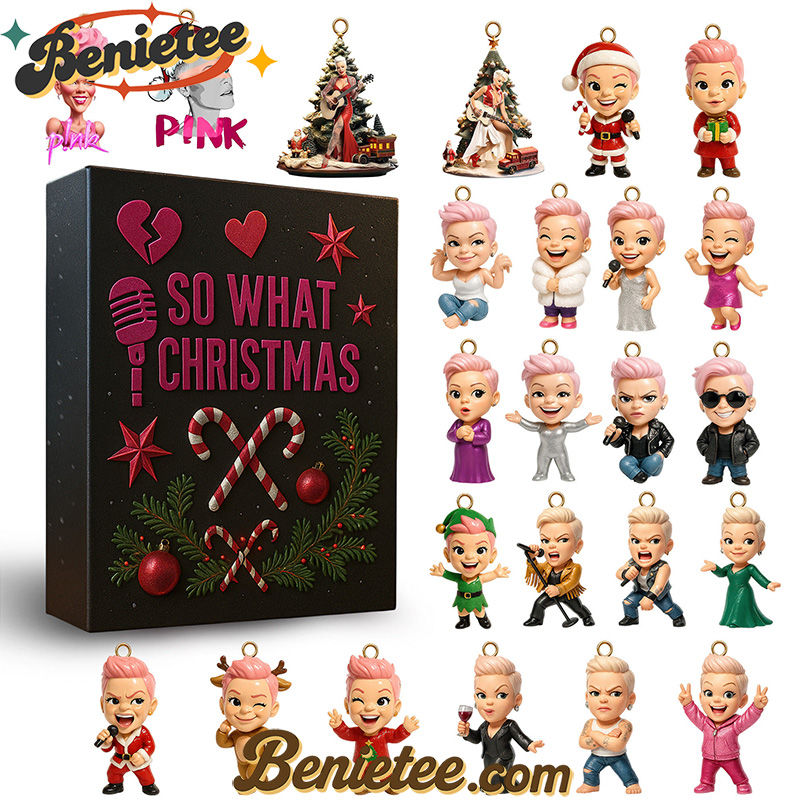 Pink So What Premium Advent Calendar 2025 CHRISTMAS GIFT, CHRISTMAS IDEA, Christmas Countdown Advent Calendar Gift Box with 24 Acrylic Ornaments