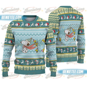 Snoopy Ugly Christmas Sweater, Funny Knitted Style Ugly Xmas Pullover