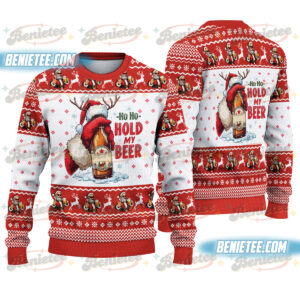 Funny Santa Beer Christmas Ugly Sweater, All I Want For Christmas Beer Lover Holiday Sweater, Drinking Party Xmas Sweater Gift