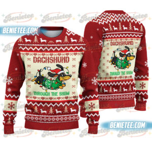 Dachshund Dog Ugly Christmas Sweater, Walkin In A Wiener Wonderland Sweater, Funny Dog Xmas Sweater, Christmas Gift For Pet Lovers