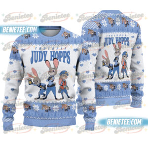 Disney Zootopia 2 Movie 2025 Character Group Sweatshirt, Judy Hopps Ugly Christmas Sweater
