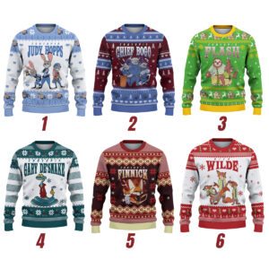 Disney Zootopia 2 Characters Group Vintage Sweater, Judy Hopps Nick Wilde Gary De'Snake Ugly Christmas Sweatshirt, Zootropolis, Disneyland Family 2025 Trip Shirt