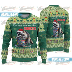 Christmas Raccoon Ugly Sweater, Funny Snack Lover Print Sweater, Xmas Sweater, Holiday Gift