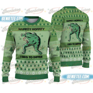 Frog Hippity Hoppity Christmas Christmas Ugly Sweater, Funny Frog Holiday Sweater, Animals Xmas Sweatshirt, Frog Meme Sweater Men Women