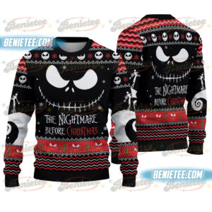 Nightmare Christmas Ugly Christmas Sweater, Jack Skellington Sweater, Jack And Sally Oogie Boogie Shirt, Disney Movie Holiday Sweater