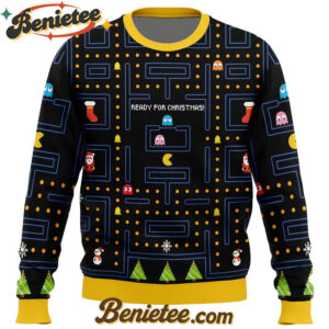 Pac Man Ready for Christmas Ugly Christmas Sweater