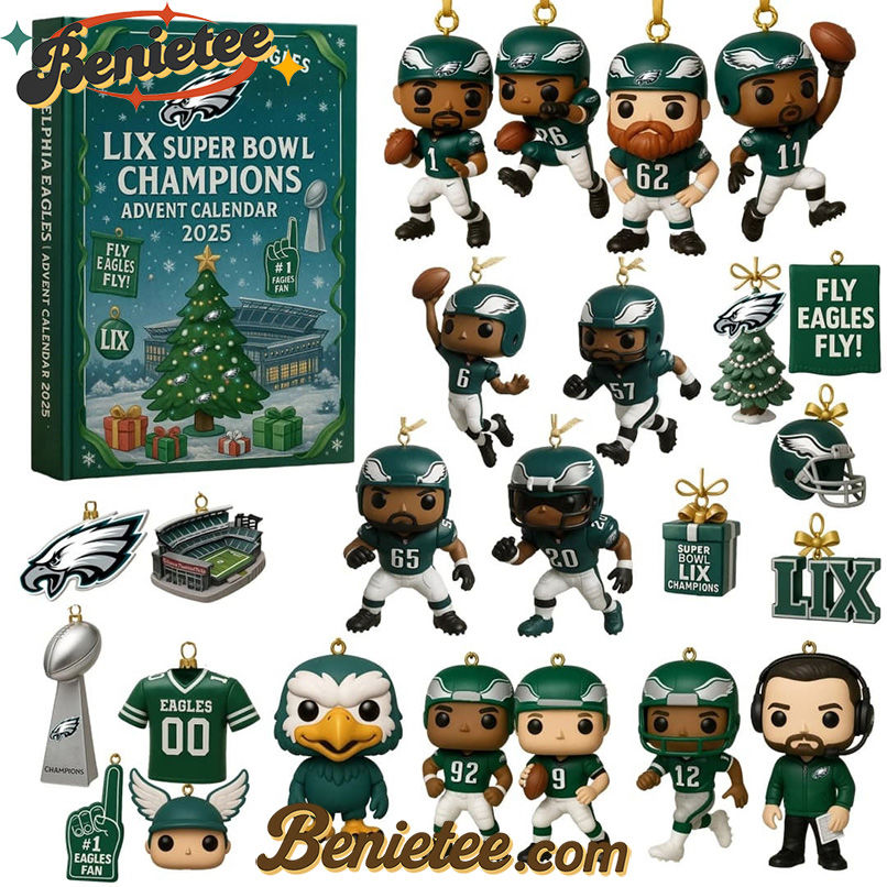 Philadelphia Eagles Advent Calendar 2025 – Super Bowl LIX Champions Edition Christmas Gift, Christmas Idea, Christmas Countdown Advent Calendar Gift Box with 24 Acrylic Ornaments