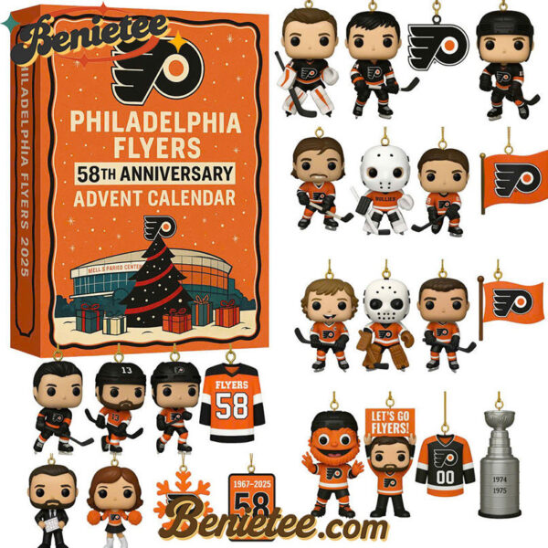 Philadelphia Flyers 58th Anniversary Advent Calendar, Christmas Countdown Advent Calendar Gift Box with 24 Acrylic Ornaments