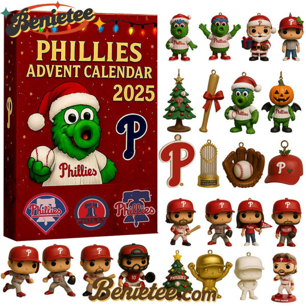 Phillies Advent Calendar 2025, Christmas Countdown Advent Calendar Gift Box with 24 Acrylic Ornaments
