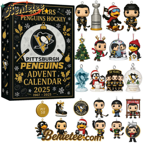 Pittsburgh Penguins Advent Calendar, Christmas Countdown Advent Calendar Gift Box with 24 Acrylic Ornaments