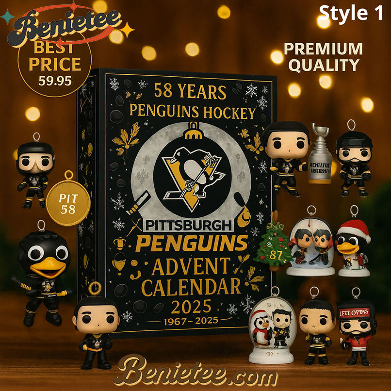 Pittsburgh Penguins Advent Calendar, Christmas Countdown Advent Calendar Gift Box with 24 Acrylic Ornaments