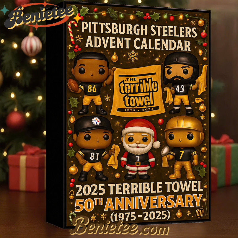 Pittsburgh Steelers 50th Anniversary Advent Calendar, Christmas Gift, Christmas Idea, Christmas Countdown Advent Calendar Gift Box with 24 Acrylic Ornaments