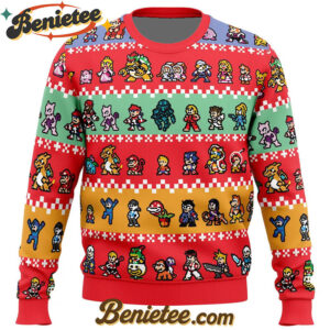 Pixel Smash Super Smash Bros Ugly Christmas Sweater
