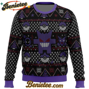 Pokemon Ghosts Gengar Ghastly Haunter Ugly Christmas Sweater