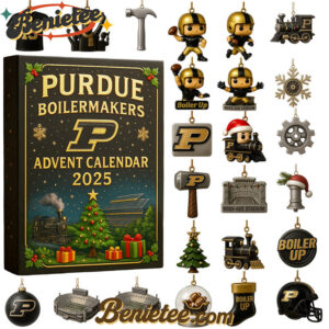 Purdue Boilermakers Football 2025 Advent Calendar, Christmas Countdown Advent Calendar Gift Box with 24 Acrylic Ornaments