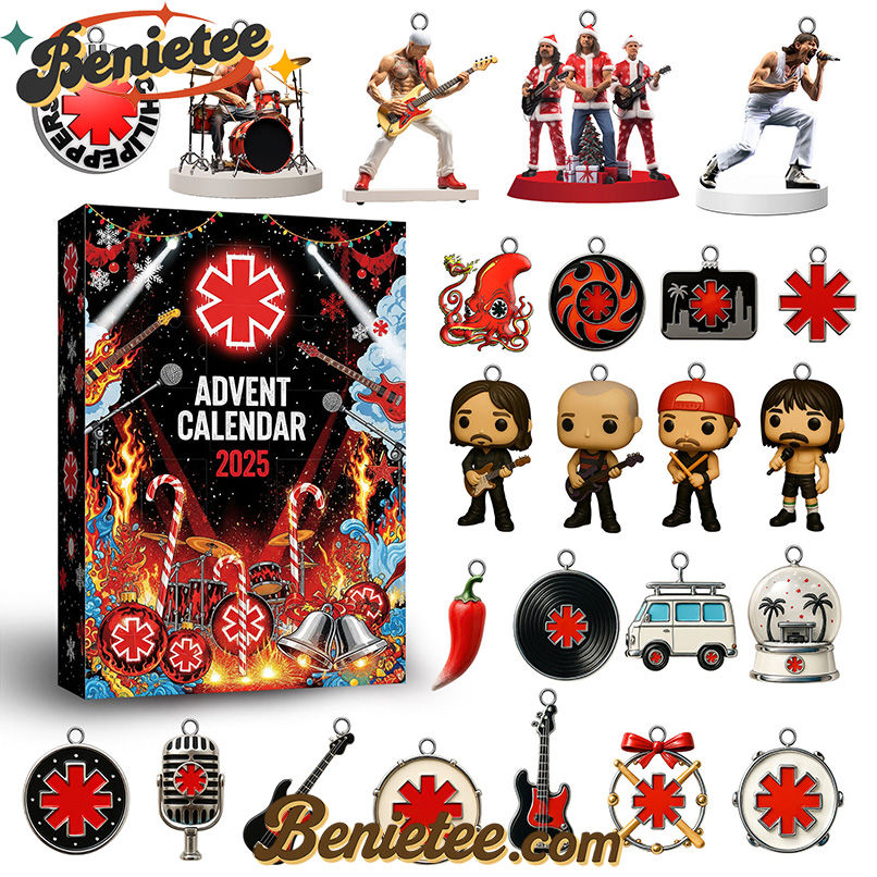 Red Hot Chili Peppers Band Premium Advent Calendar 2025 CHRISTMAS GIFT, CHRISTMAS IDEA, Christmas Countdown Advent Calendar Gift Box with 24 Acrylic Ornaments