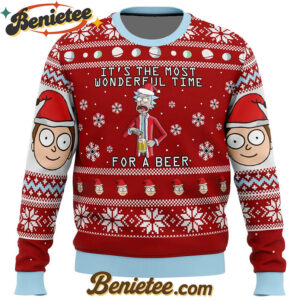 Rick and Morty Time for a Beer Ugly Christmas Sweater