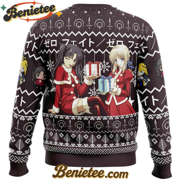 Rin and Saber Santa Fate Zero Ugly Christmas Sweater