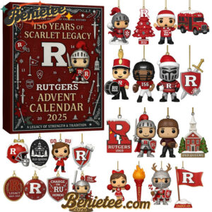 Rutgers Scarlet Knights 156th Anniversary Advent Calendar, Christmas Countdown Advent Calendar Gift Box with 24 Acrylic Ornaments