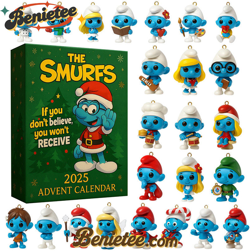 the Smurfs Premium Advent Calendar 2025 CHRISTMAS GIFT, CHRISTMAS IDEA, Christmas Countdown Advent Calendar Gift Box with 24 Acrylic Ornaments