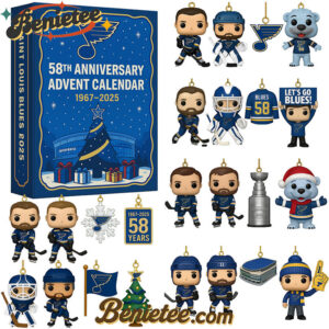 Saint Louis Blues 58th Anniversary Advent Calendar 2025, Christmas Countdown Advent Calendar Gift Box with 24 Acrylic Ornaments