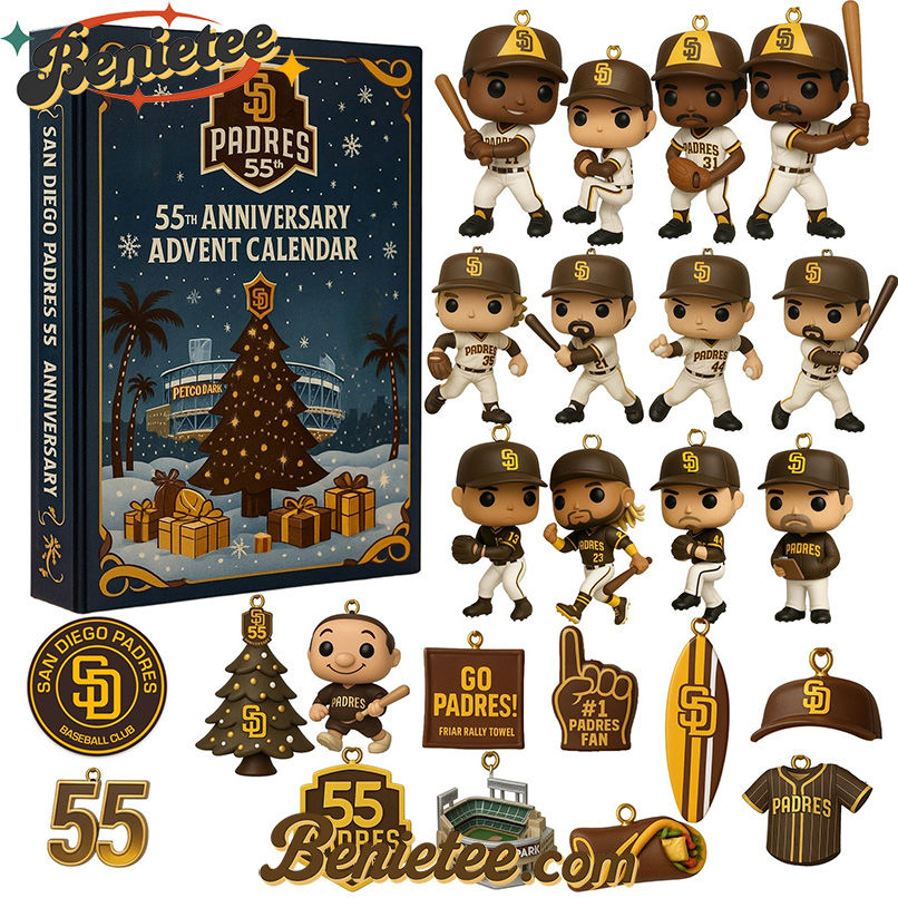 San Diego Padres Advent Calendar 2025 55th Anniversary Christmas Gift, Christmas Idea, Christmas Countdown Advent Calendar Gift Box with 24 Acrylic Ornaments