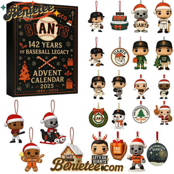 San Francisco Giants 142nd Anniversary Advent Calendar, Christmas Countdown Advent Calendar Gift Box with 24 Acrylic Ornaments