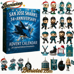 San Jose Sharks 34th Anniversary 2025 Advent Calendar, Christmas Countdown Advent Calendar Gift Box with 24 Acrylic Ornaments