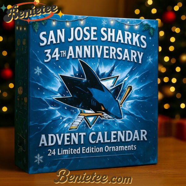 San Jose Sharks 34th Anniversary 2025 Advent Calendar, Christmas Countdown Advent Calendar Gift Box with 24 Acrylic Ornaments