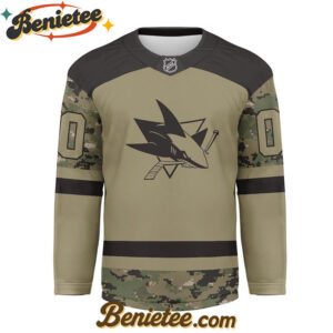 San Jose Sharks - Premium NHL Camo Army Hockey Jersey