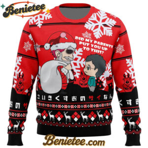 Santa Saiki The Desastrous Life of Saiki K. Ugly Christmas Sweater