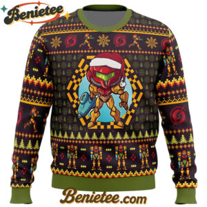 Santa Samus Aran Metroid Ugly Christmas Sweater