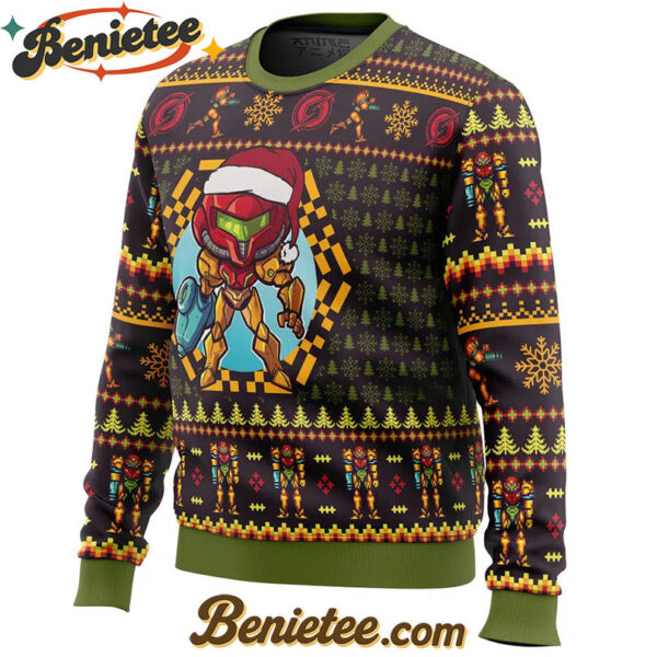Santa Samus Aran Metroid Ugly Christmas Sweater