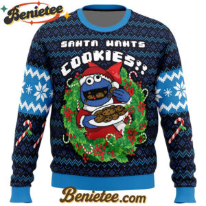 Santa's Cookies Cookie Monster Ugly Christmas Sweater