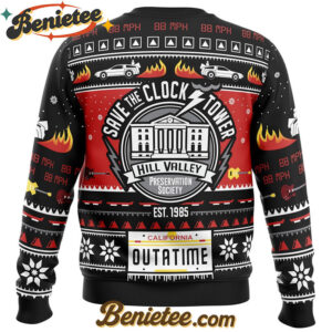 Save The Clock Tower Back To The Future Ugly Christmas Sweater