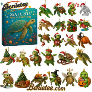 Sea Turtle Advent Calendar, Christmas Countdown Advent Calendar Gift Box with 24 Acrylic Ornaments
