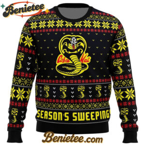 Season's Sweepings Cobra Kai Karate Kid Ugly Christmas Sweater