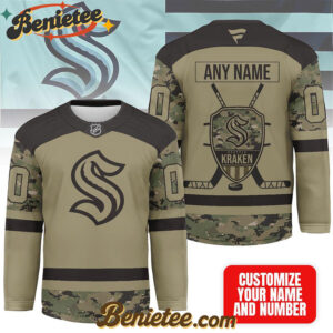Seattle Kraken - Premium NHL Camo Army Hockey Jersey