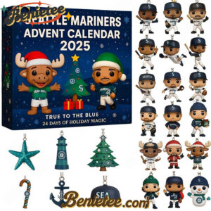 Seattle Mariners Advent Calendar 2025 48TH ANNIVERSARY Christmas Gift, Christmas Idea, Christmas Countdown Advent Calendar Gift Box with 24 Acrylic Ornaments