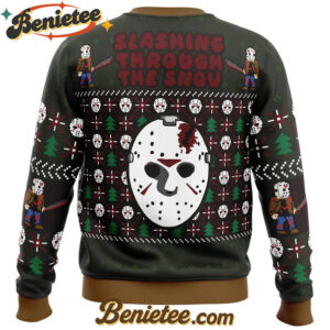 Slashing Through The Snow Jason Voorhees Ugly Christmas Sweater