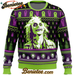 Smile Beetlejuice Ugly Christmas Sweater